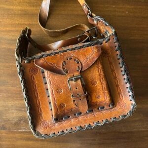 Handmade Brown Leather Crossbody Bag